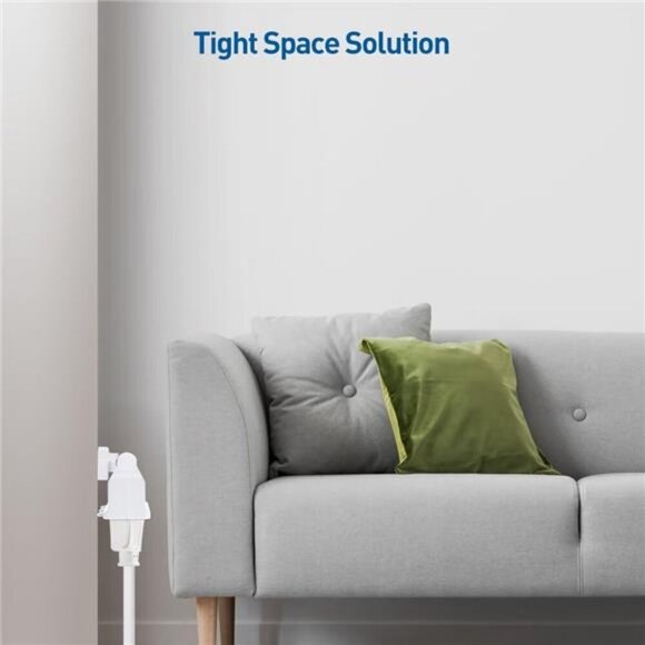 Cable Matters 2-Pack 3 Outlet Grounded 180 Degree Swivel Wall Tap in White - Picture 3 of 8